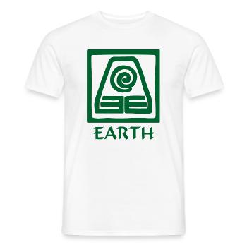Symbol of earth green in square text 'EARTH' - Men's T-Shirt - white - Front - AI Model Male 178 dark (178cm)