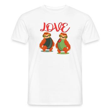 LOVE SLOTH OLIVES COSTUMES POUR COUPLES - T-shirt homme - blanc - Devant - AI Model Male 178 dark (178cm)