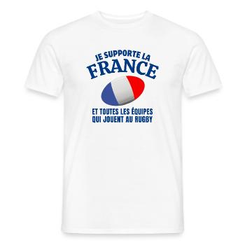 rugby, rugby sport, match de rugby - T-shirt homme - blanc - Devant - AI Model Male 178 dark (178cm)