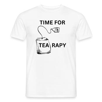Abstraktes Farbenspiel auf Leinen - Männer T-Shirt - Weiß - Vorne - AI Model Male 178 dark (178cm)