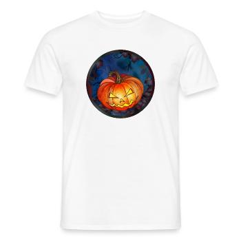 Halloween pumpkin face on Halloween night - Men's T-Shirt - white - Front - AI Model Male 178 dark (178cm)
