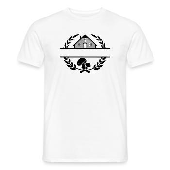 Logo de la champignonnière 3 - T-shirt homme - blanc - Devant - AI Model Male 178 dark (178cm)