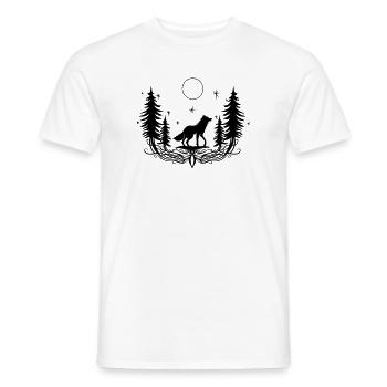 Mystischer Wolf Wald Nacht Natur Pagan - Männer T-Shirt - Weiß - Vorne - AI Model Male 178 dark (178cm)