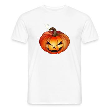 orange funny halloween pumpkin face - Men's T-Shirt - white - Front - AI Model Male 178 dark (178cm)