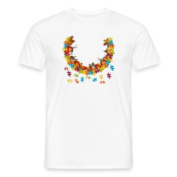 bunter Herbst Rahmen mit Herbst Laub Puzzleteile - Männer T-Shirt - Weiß - Vorne - AI Model Male 178 dark (178cm)