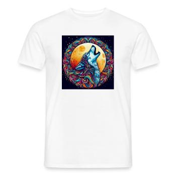 Le loup hurle à la lune - T-shirt homme - blanc - Devant - AI Model Male 178 dark (178cm)