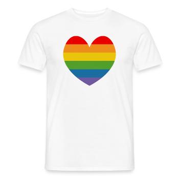 LGBT CSD TShirt Rainbow HEART - T-shirt homme - blanc - Devant - AI Model Male 178 dark (178cm)