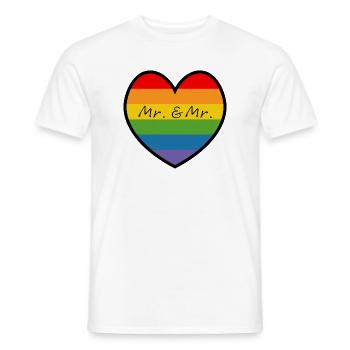 LGBT Mr and Mr HERZ black schwule gay Hochzeit - Männer T-Shirt - Weiß - Vorne - AI Model Male 178 dark (178cm)
