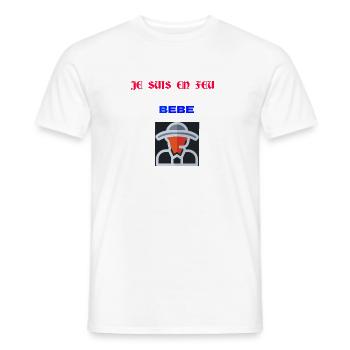 Pompier en feu - T-shirt homme - blanc - Devant - AI Model Male 178 dark (178cm)