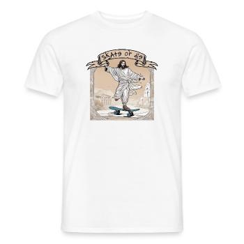skate or die - Jésus sur skateboard photo antique - T-shirt homme - blanc - Devant - AI Model Male 178 dark (178cm)