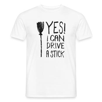 Yes I Can Drive A Stick Witch Funny Saying - Men's T-Shirt - white - Front - AI Model Male 178 dark (178cm)