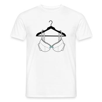 BH weiß mit blauer Schleife auf Kleiderbügel - Männer T-Shirt - Weiß - Vorne - AI Model Male 178 dark (178cm)