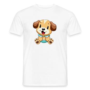 Adorable Puppy Cartoon Design - Men's T-Shirt - white - Front - AI Model Male 178 dark (178cm)