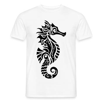 Tribal Seahorse - Men's T-Shirt - white - Front - AI Model Male 178 dark (178cm)