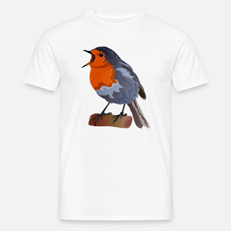 Robin Bird Illustration über Textil - Männer T-Shirt - Weiß