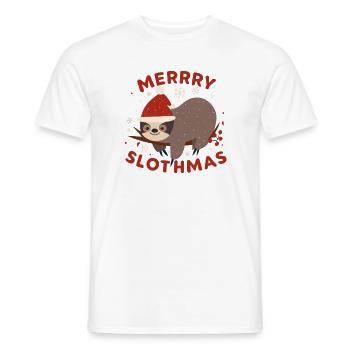 Merry slothmas Chemise animal paresseux de Noël - T-shirt homme - blanc - Devant - AI Model Male 178 dark (178cm)