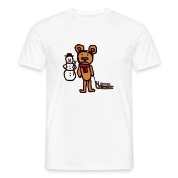 Ours en peluche vacances d’hiver traîneau de neige bonhomme de neige - T-shirt homme - blanc - Devant - AI Model Male 178 dark (178cm)