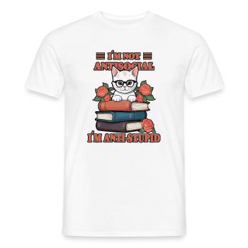 Schlaue Katze - Männer T-Shirt - Weiß - Vorne - AI Model Male 178 dark (178cm)