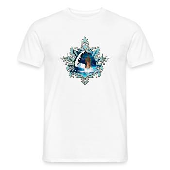 Violon steampunk avec piano incurvé dans l’océan. - T-shirt homme - blanc - Devant - AI Model Male 178 dark (178cm)
