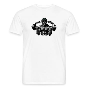 Muskulöser Zombie - "Kein Schmerz, kein Gehirn - Männer T-Shirt - Weiß - Vorne - AI Model Male 178 dark (178cm)