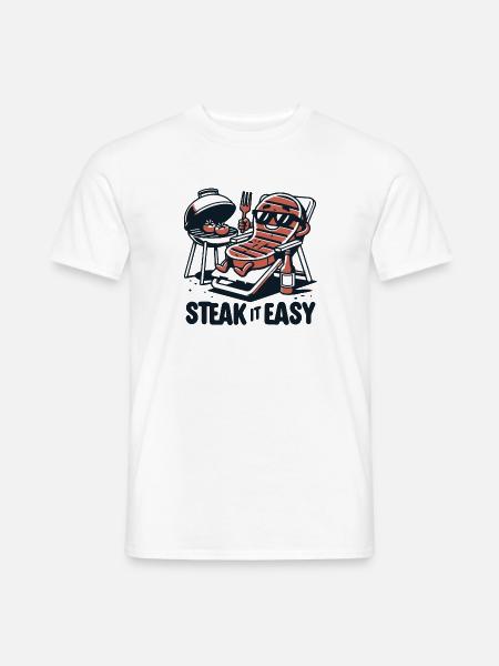 steak it easy grillen grill geschenk lustig chill - Männer T-Shirt - Weiß