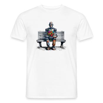 roboter bank blumen robot love rostig kunst - Männer T-Shirt - Weiß - Vorne - AI Model Male 178 dark (178cm)