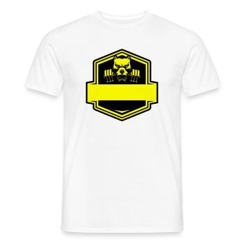 Pitbull Bodybuilding Fitness – Bulldogge im Gym - Männer T-Shirt - Weiß - Vorne - AI Model Male 178 dark (178cm)