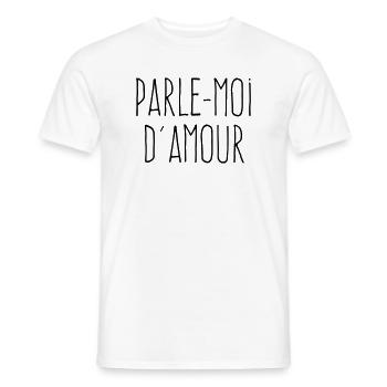 Parle-moi d'amour - Citation Amour - T-shirt homme - blanc - Devant - AI Model Male 178 dark (178cm)