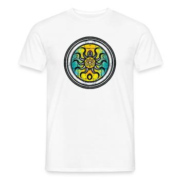 Abstract Octopus with Mandala Pattern - Men's T-Shirt - white - Front - AI Model Male 178 dark (178cm)