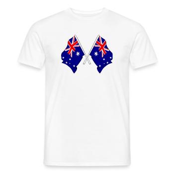 Deux drapeaux croisés de l’Australie - T-shirt homme - blanc - Devant - AI Model Male 178 dark (178cm)