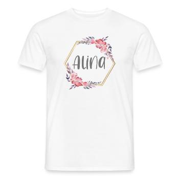 Alina fille prénom cadeau de bébé - T-shirt homme - blanc - Devant - AI Model Male 178 dark (178cm)