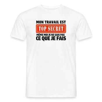 travail, travail humour, humour de travail - T-shirt homme - blanc - Devant - AI Model Male 178 dark (178cm)