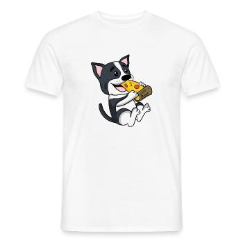 Boston Terrier Dog Pizza - Men's T-Shirt - white - Front - AI Model Male 178 dark (178cm)