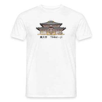 Nara Todai-ji, Patrimoine de l’Humanité, Temple au Japon Dessin - T-shirt homme - blanc - Devant - AI Model Male 178 dark (178cm)