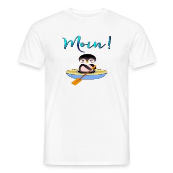 Norddeutsche Begrüßung - Schriftzug Moin - Pinguin - Männer T-Shirt - Weiß - Vorne - AI Model Male 178 dark (178cm)