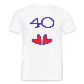 40. 40 JAAR. 40-jarig jubileum. 40-JARIG JUBILEUM. - Heren T-shirt - wit - Voor - AI Model Male 178 dark (178cm)