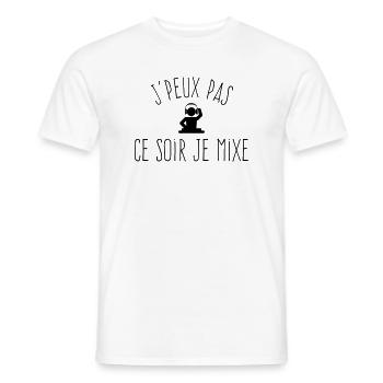 J'peux pas ce soir je Mixe - Humour DJ - T-shirt homme - blanc - Devant - AI Model Male 178 dark (178cm)