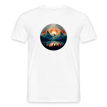 Geometric mountains, beautiful sunset - Men's T-Shirt - white - Front - AI Model Male 178 dark (178cm)