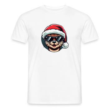Otter Christmas Trendy | Cool Holiday Sweatshirt - Men's T-Shirt - white - Front - AI Model Male 178 dark (178cm)