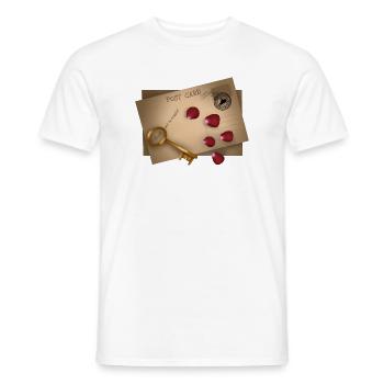 Post Card: Secrets will be released - Men's T-Shirt - white - Front - AI Model Male 178 dark (178cm)