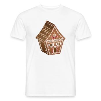 maison en pain d’épices joliment décorée pour Noël - T-shirt homme - blanc - Devant - AI Model Male 178 dark (178cm)