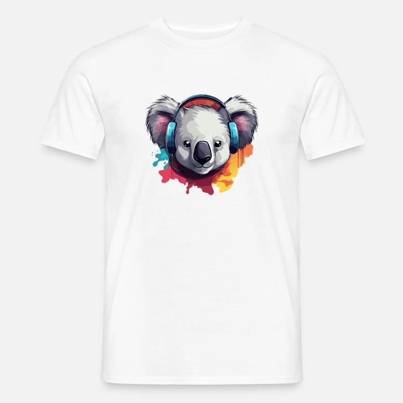 Koala mit Kopfhörer Koalabären - Männer T-Shirt - Weiß