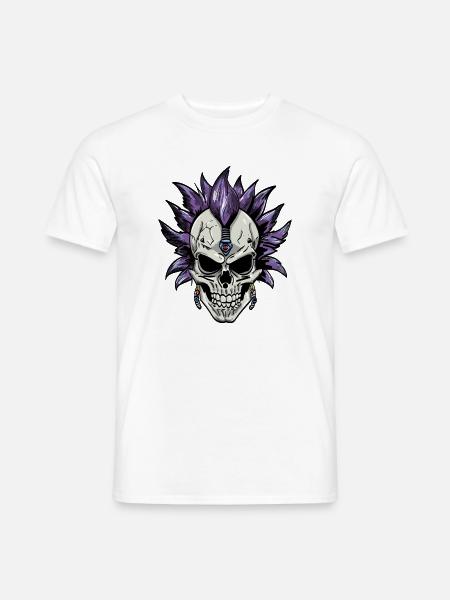 Punk Skull – Purple Mohawk - Männer T-Shirt - Weiß