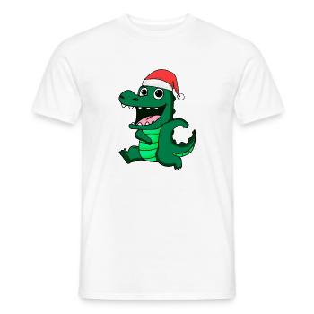 Crocodile Noël - T-shirt homme - blanc - Devant - AI Model Male 178 dark (178cm)