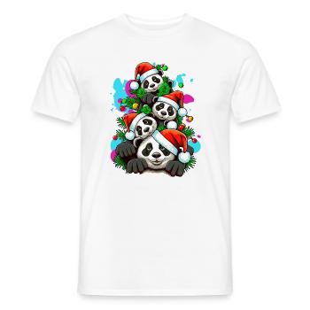 Festive Panda Holiday Celebration - Men's T-Shirt - white - Front - AI Model Male 178 dark (178cm)