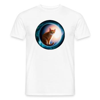 Katzen im kosmischen Orbit - Männer T-Shirt - Weiß - Vorne - AI Model Male 178 dark (178cm)