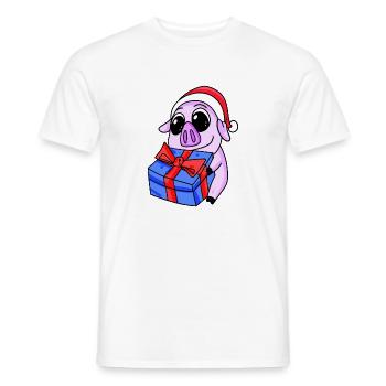 Pig Christmas - Men's T-Shirt - white - Front - AI Model Male 178 dark (178cm)