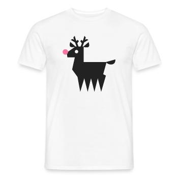 Rentier Rudolf Logo L schwarz mit neonpinker Nase - Männer T-Shirt - Weiß - Vorne - AI Model Male 178 dark (178cm)