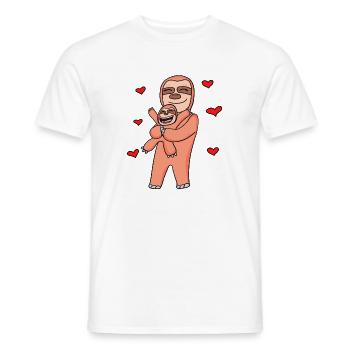 Faultier Familie - Faultier mit Baby - Faultiere - Männer T-Shirt - Weiß - Vorne - AI Model Male 178 dark (178cm)
