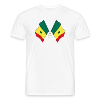 Deux drapeaux croisés par le Sénégal - T-shirt homme - blanc - Devant - AI Model Male 178 dark (178cm)
